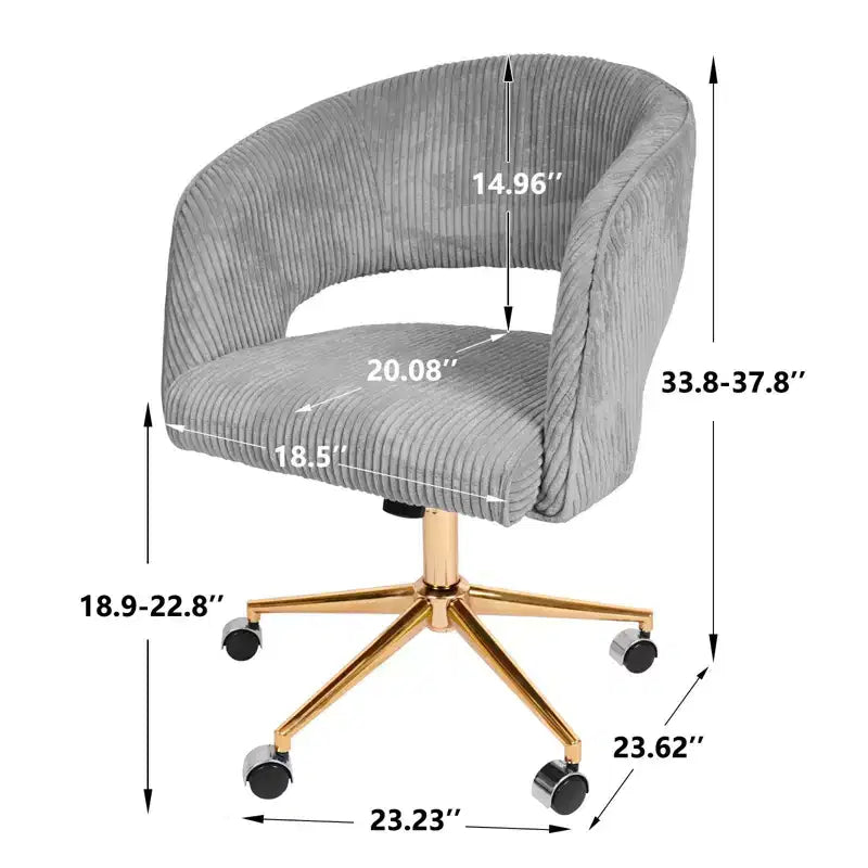 Chaise de bureau pivotante réglable en velours côtelé