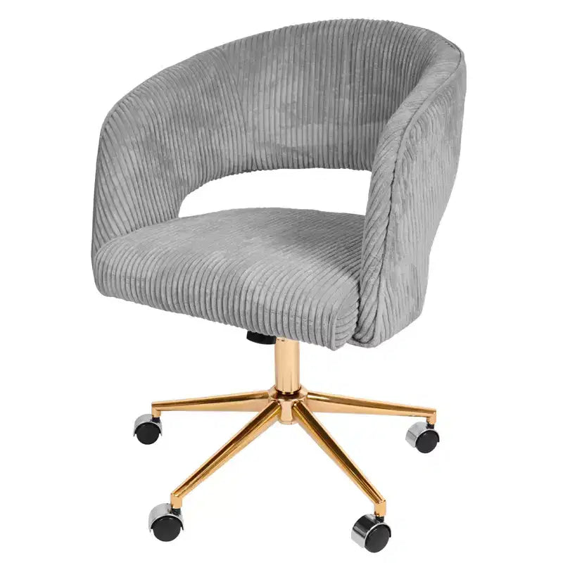 Chaise de bureau pivotante réglable en velours côtelé