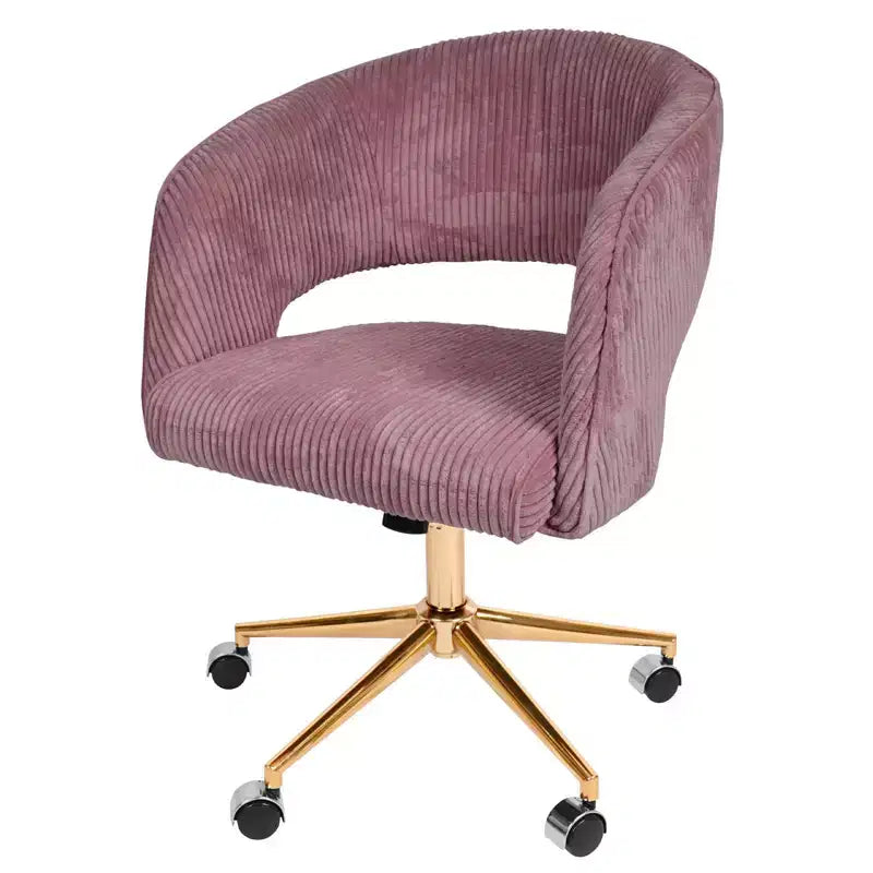 Chaise de bureau pivotante réglable en velours côtelé