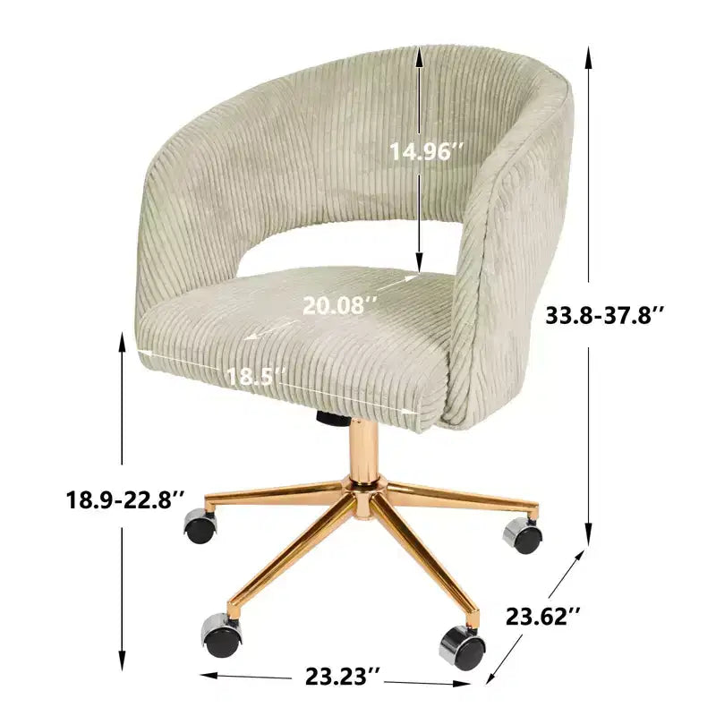 Chaise de bureau pivotante réglable en velours côtelé