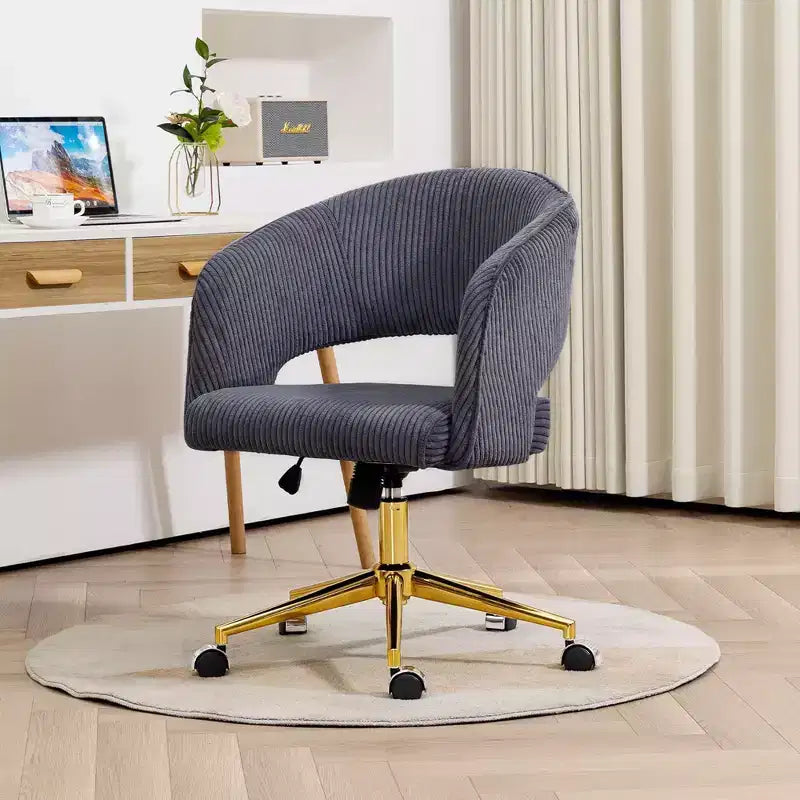 Chaise de bureau pivotante réglable en velours côtelé