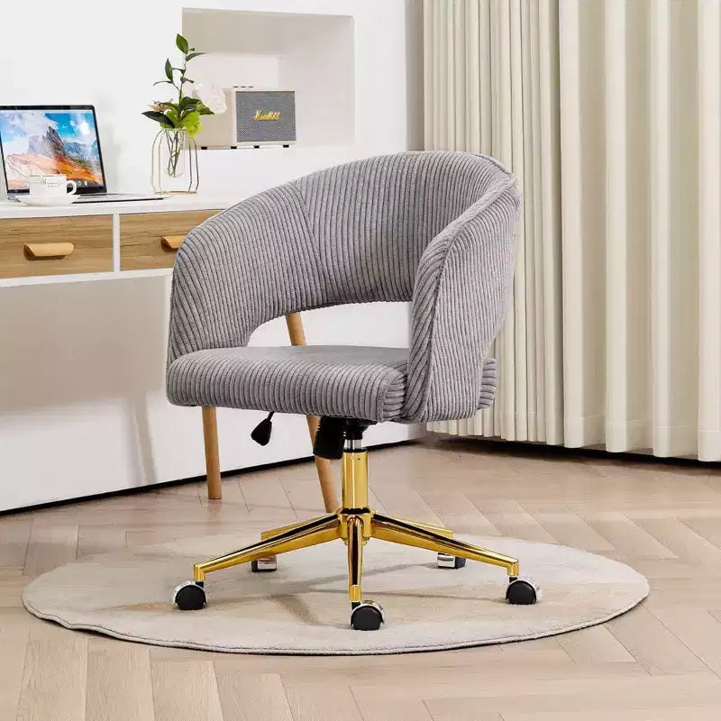 Chaise de bureau pivotante réglable en velours côtelé