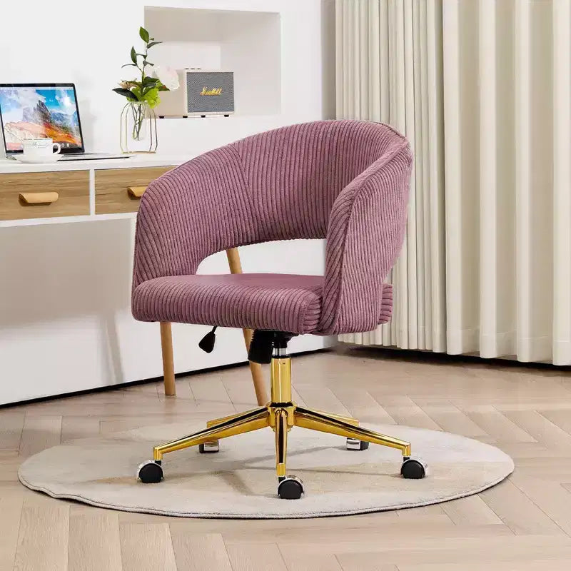 Chaise de bureau pivotante réglable en velours côtelé