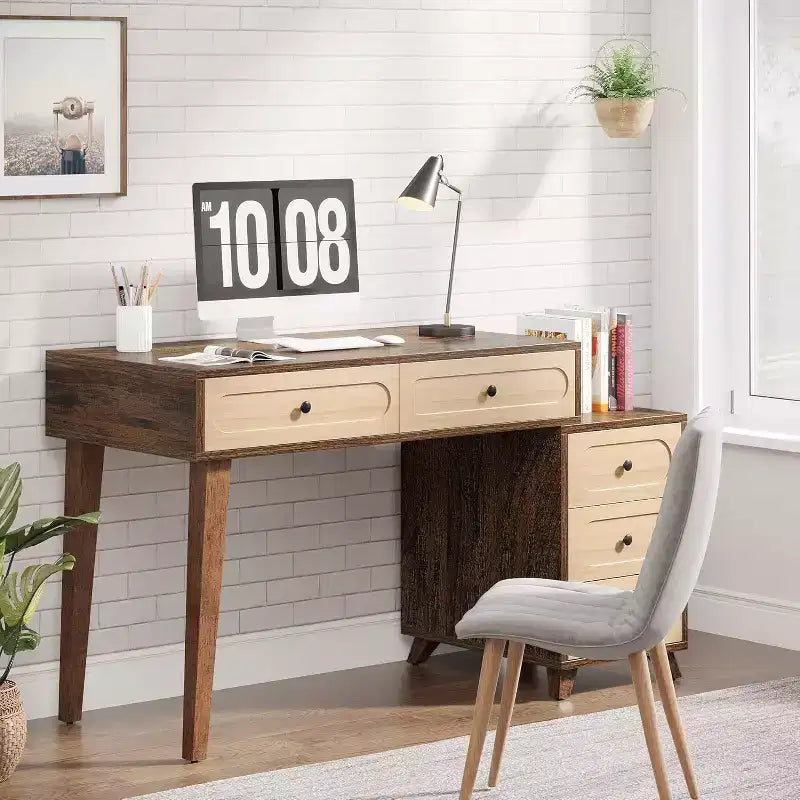 Bureau informatique de 130 cm avec 5 tiroirs