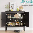 Bahut de Rangement en Rotin avec Portes et Étagères, Meuble d'Appoint Buffet pour Salon, Salle à Manger, Couloir