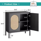 Bahut de Rangement en Rotin avec Portes et Étagères, Meuble d'Appoint Buffet pour Salon, Salle à Manger, Couloir